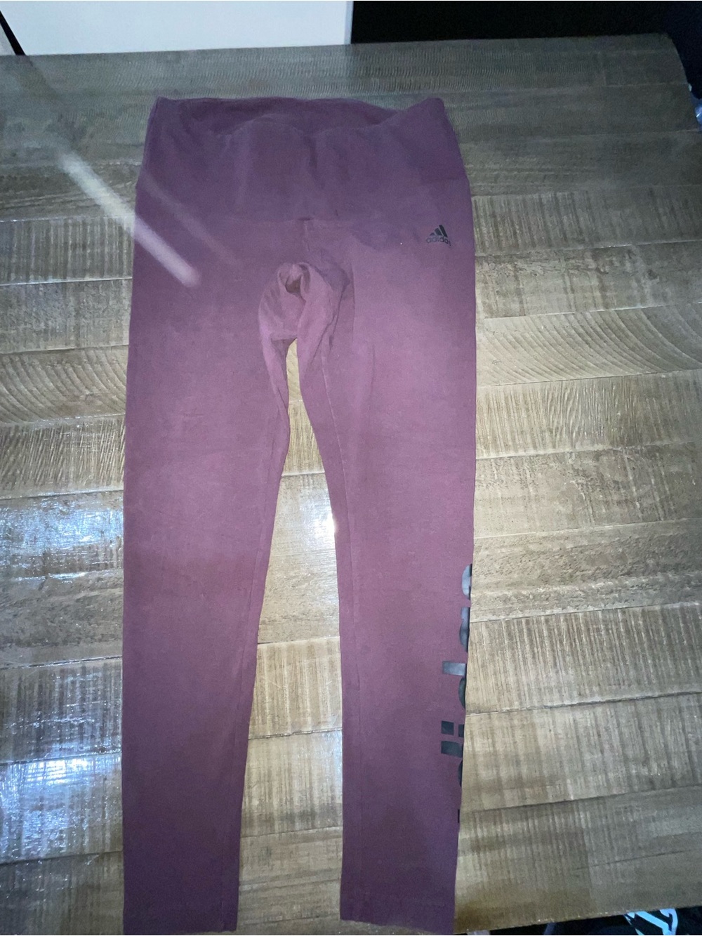 adidas Burgundy Women's High-Waist Leggings with Side Logo